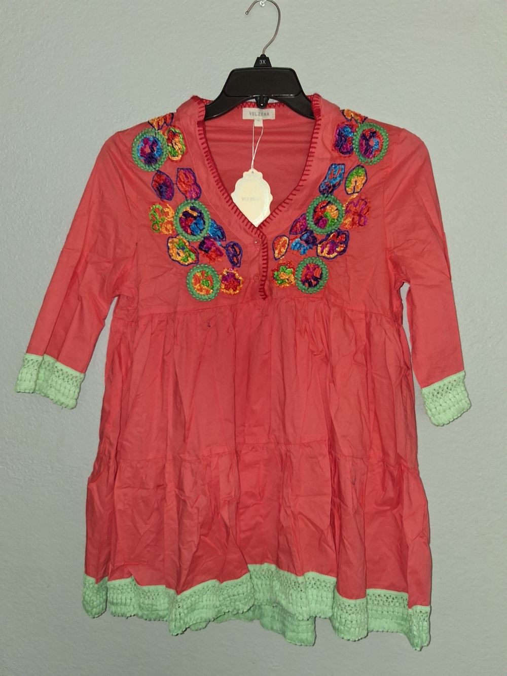 Velzera Coral Blouse with Contrast Stitching
